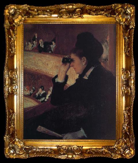 framed  Mary Cassatt the girl wear  black dress at the theater, ta009-2
